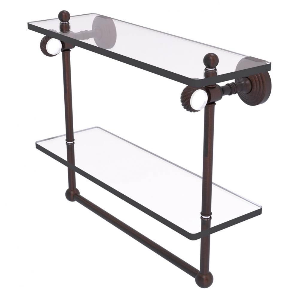 Pacific Grove Collection 16 Inch Double Glass Shelf with Towel Bar and Twisted Accents - Venetian