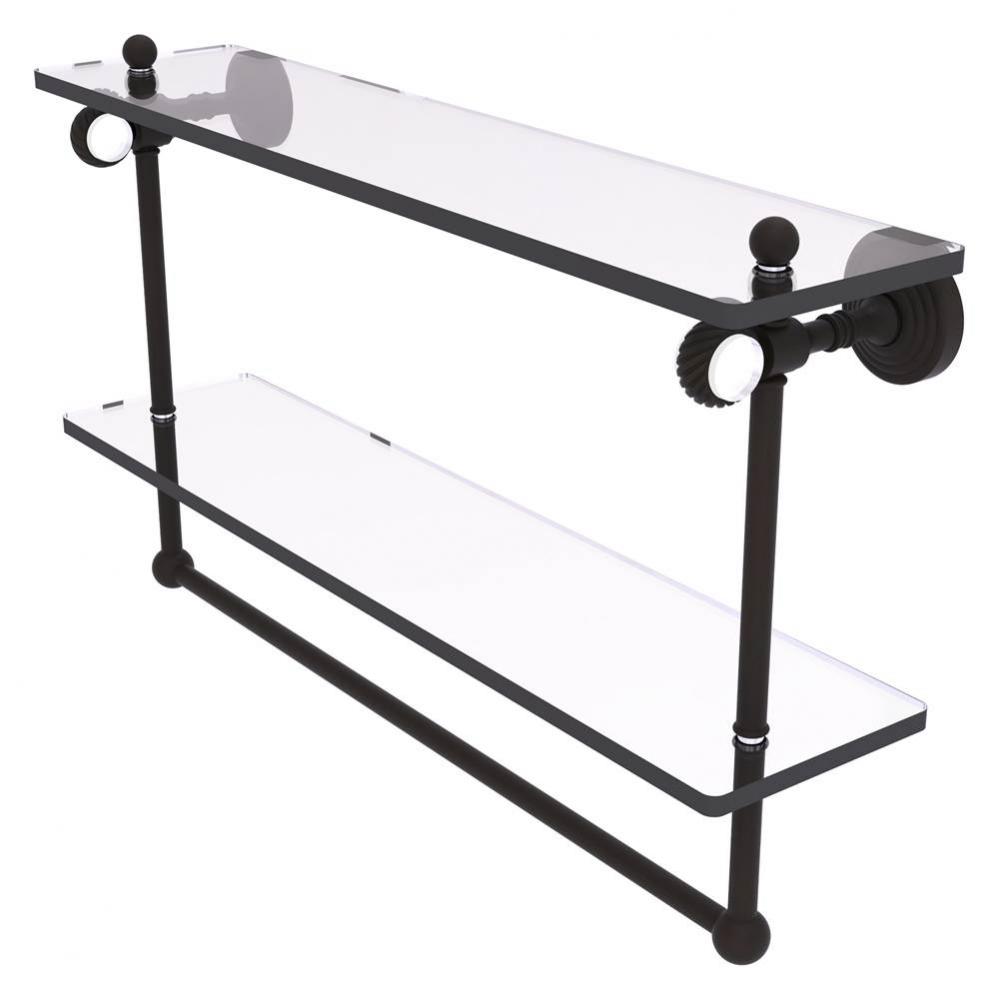 Pacific Grove Collection 22 Inch Double Glass Shelf with Towel Bar and Twisted Accents - Oil Rubbe