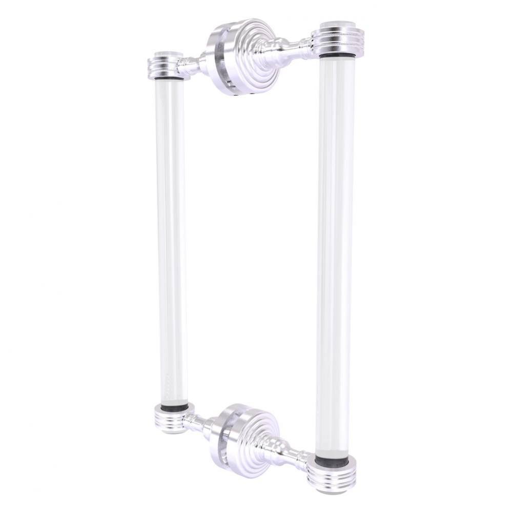 Pacific Grove Collection 12 Inch Back to Back Shower Door Pull with Dotted Accents - Satin Chrome