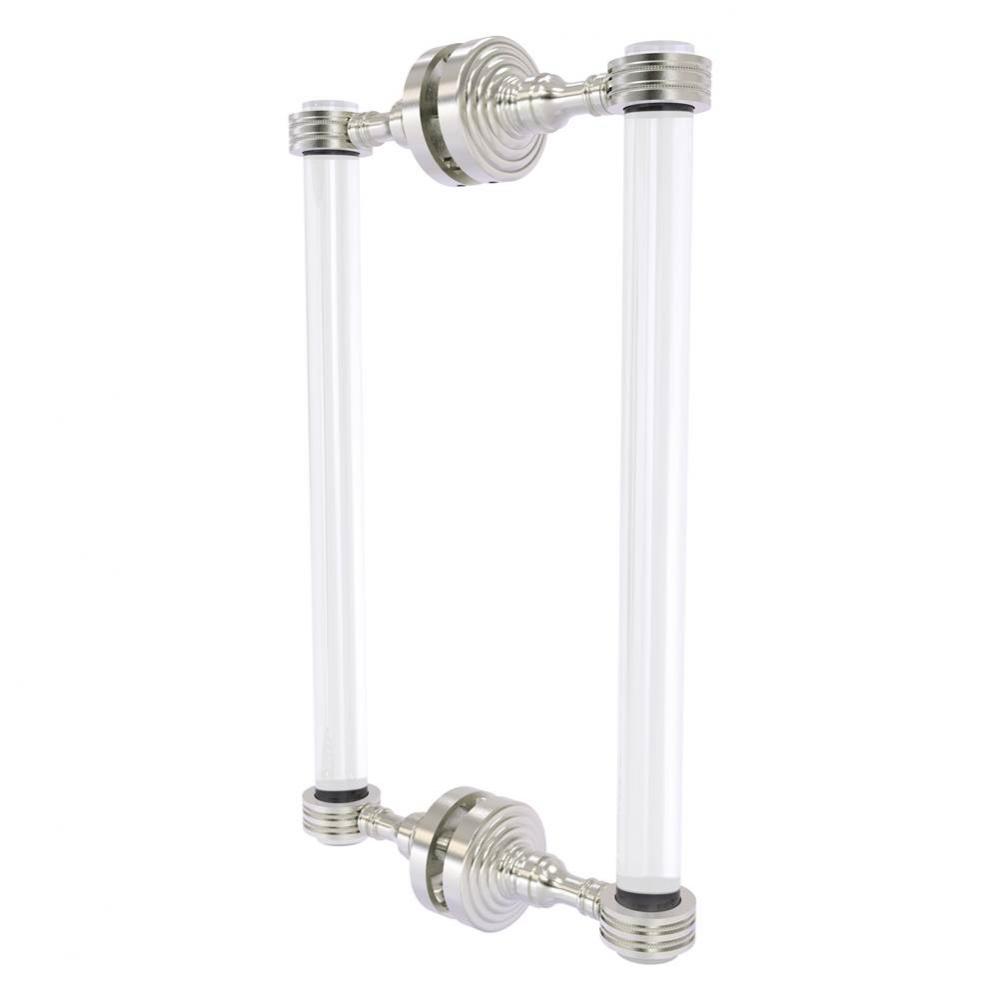 Pacific Grove Collection 12 Inch Back to Back Shower Door Pull with Dotted Accents - Satin Nickel
