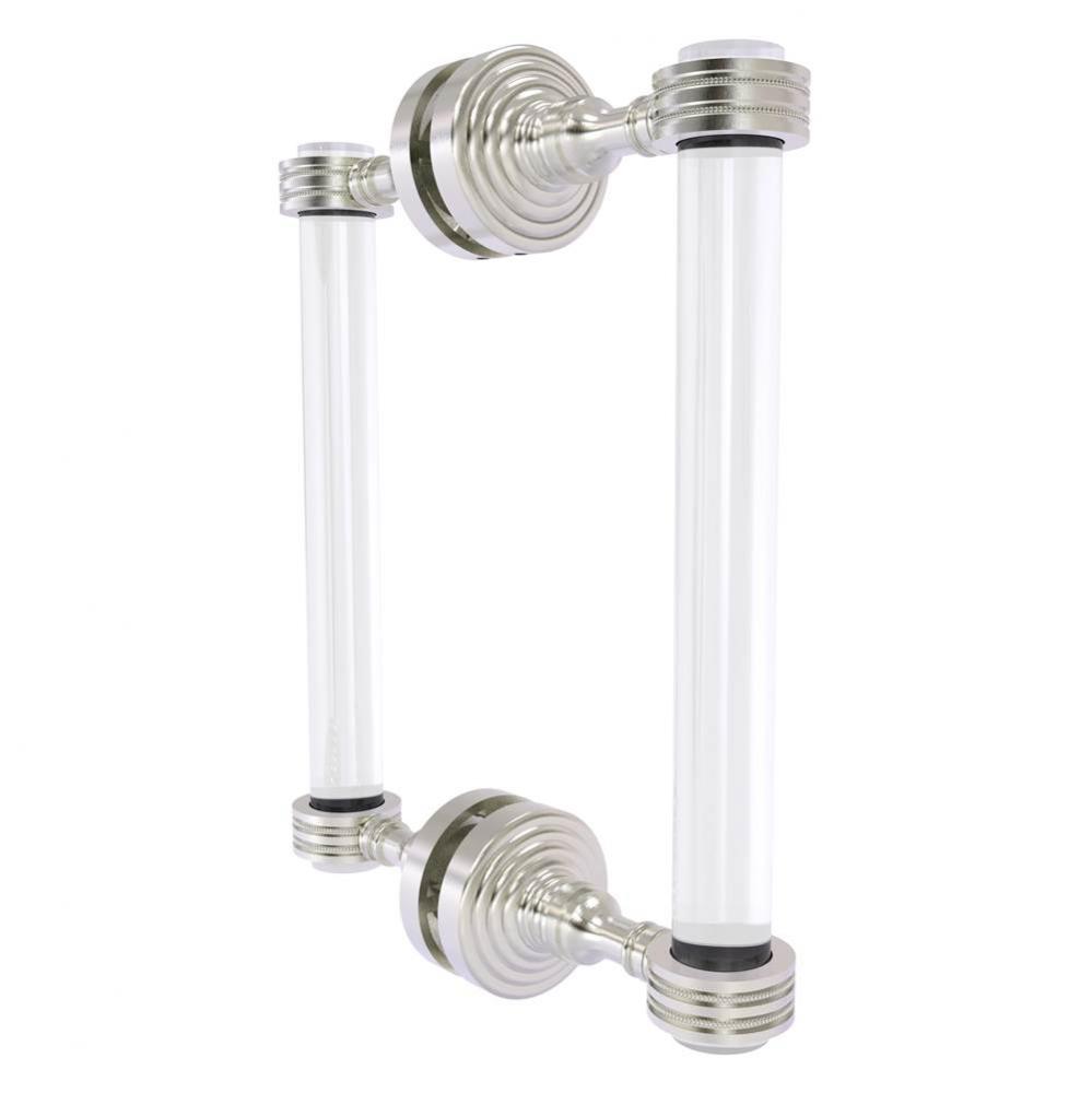 Pacific Grove Collection 8 Inch Back to Back Shower Door Pull with Dotted Accents - Satin Nickel
