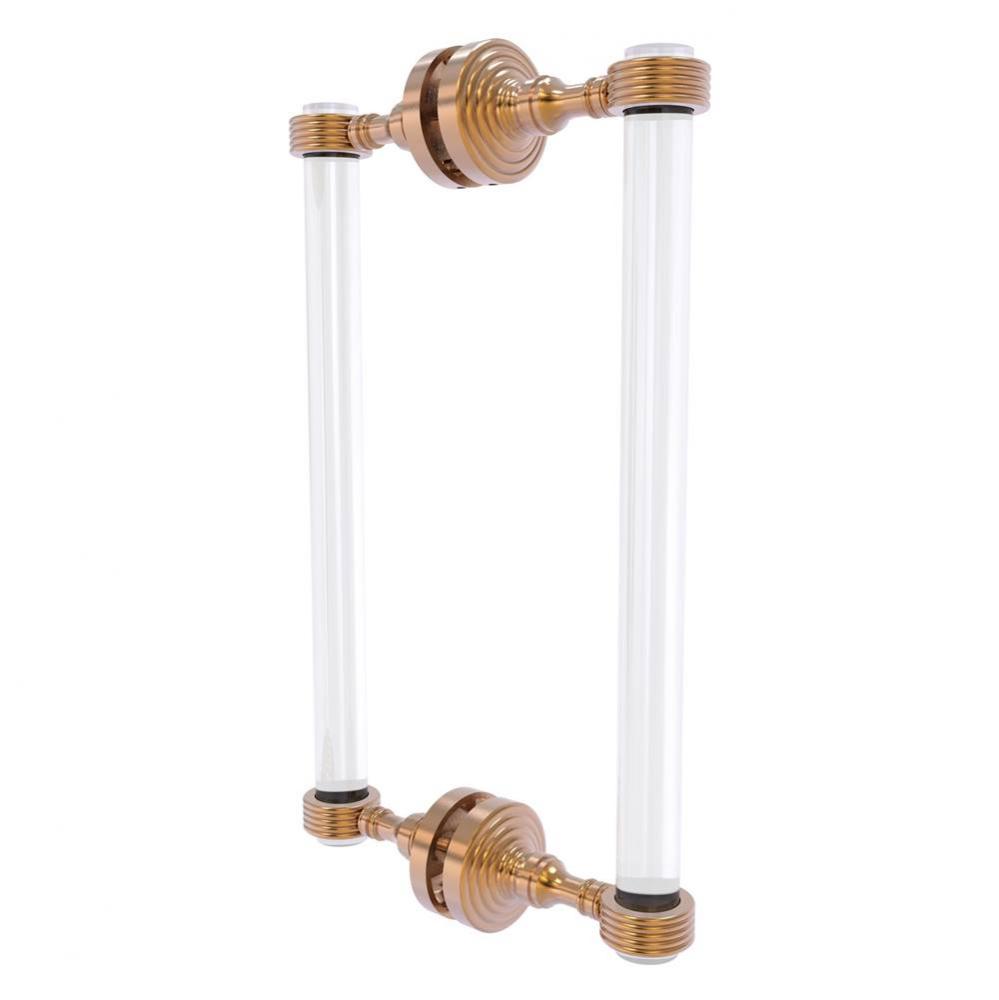 Pacific Grove Collection 12 Inch Back to Back Shower Door Pull with Grooved Accents - Brushed Bron