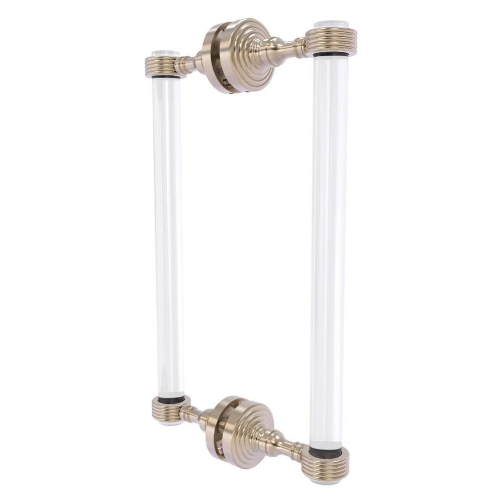 Pacific Grove Collection 12 Inch Back to Back Shower Door Pull with Grooved Accents - Antique Pewt