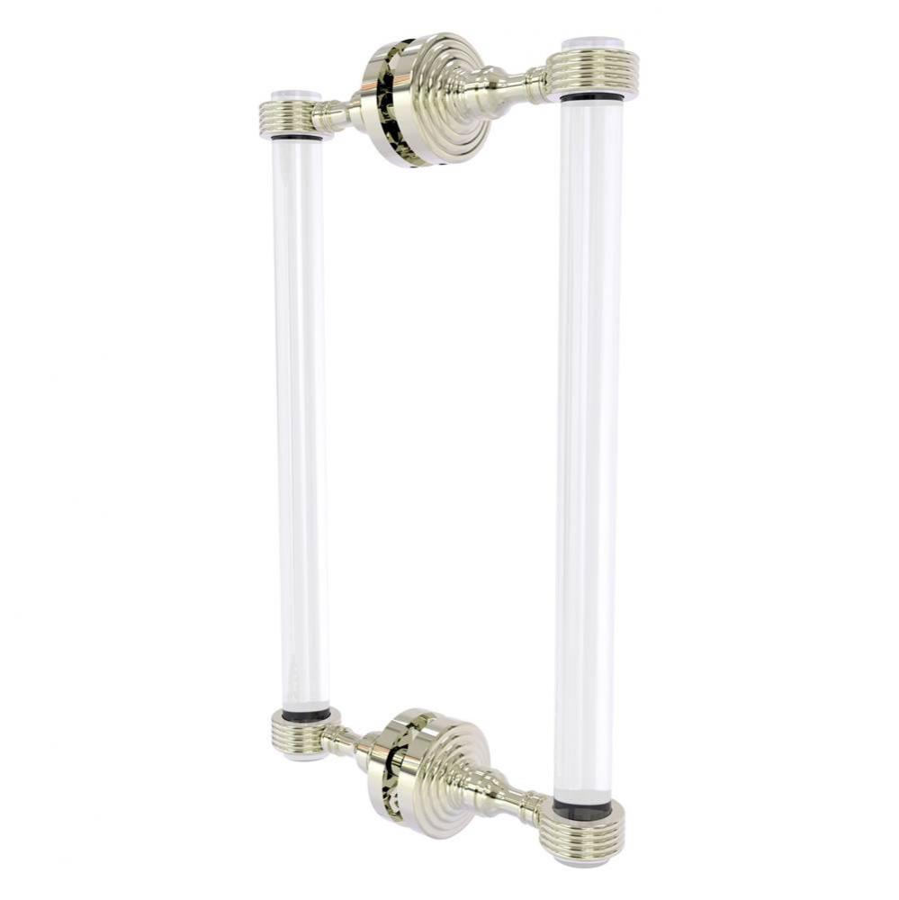 Pacific Grove Collection 12 Inch Back to Back Shower Door Pull with Grooved Accents - Polished Nic