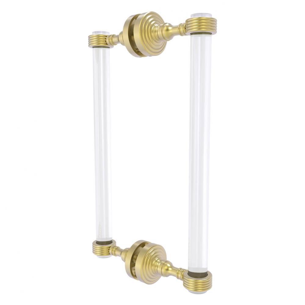 Pacific Grove Collection 12 Inch Back to Back Shower Door Pull with Grooved Accents - Satin Brass