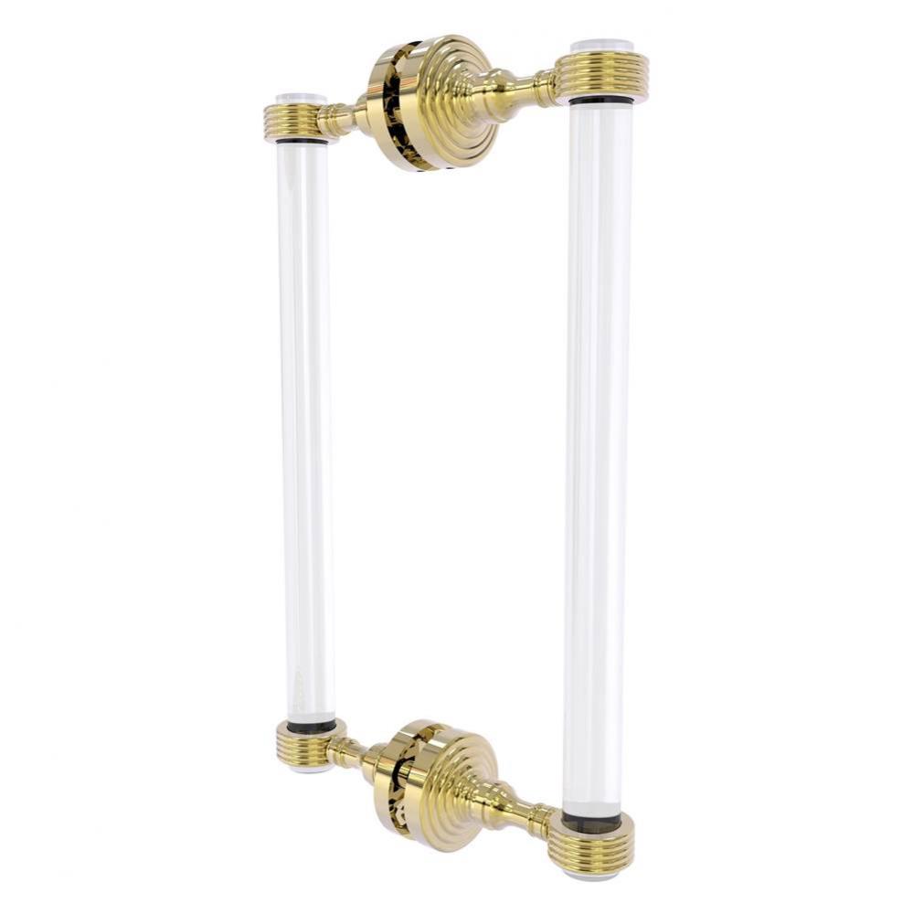 Pacific Grove Collection 12 Inch Back to Back Shower Door Pull with Grooved Accents - Unlacquered