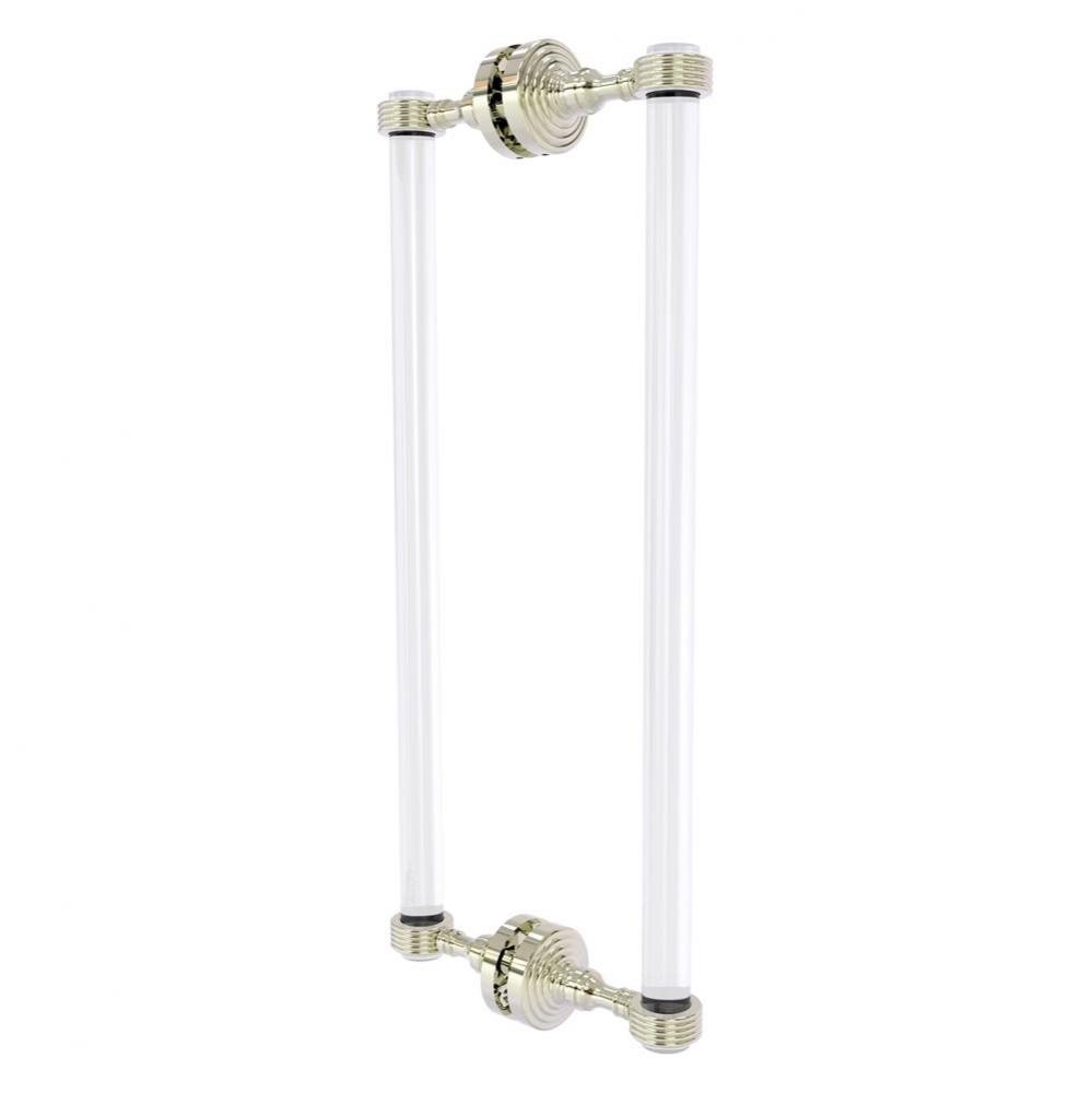 Pacific Grove Collection 18 Inch Back to Back Shower Door Pull with Grooved Accents - Polished Nic