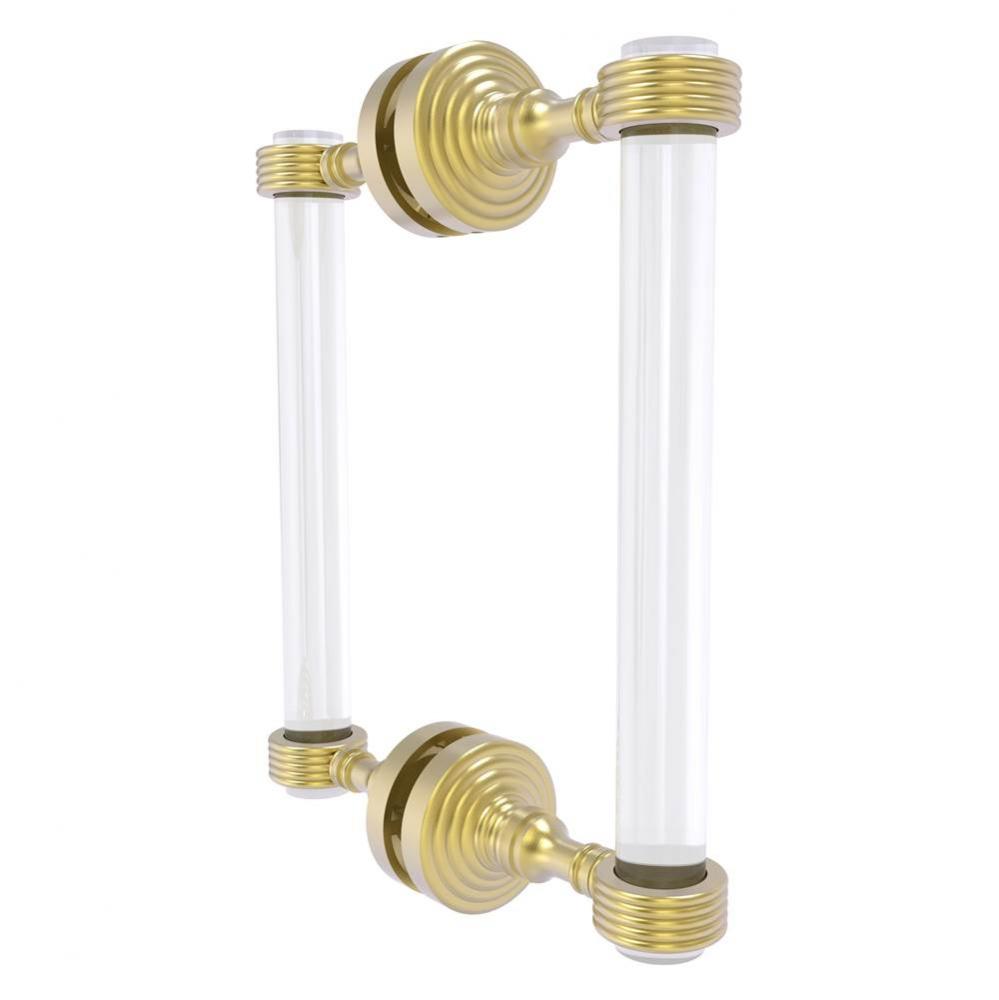 Pacific Grove Collection 8 Inch Back to Back Shower Door Pull with Grooved Accents - Satin Brass