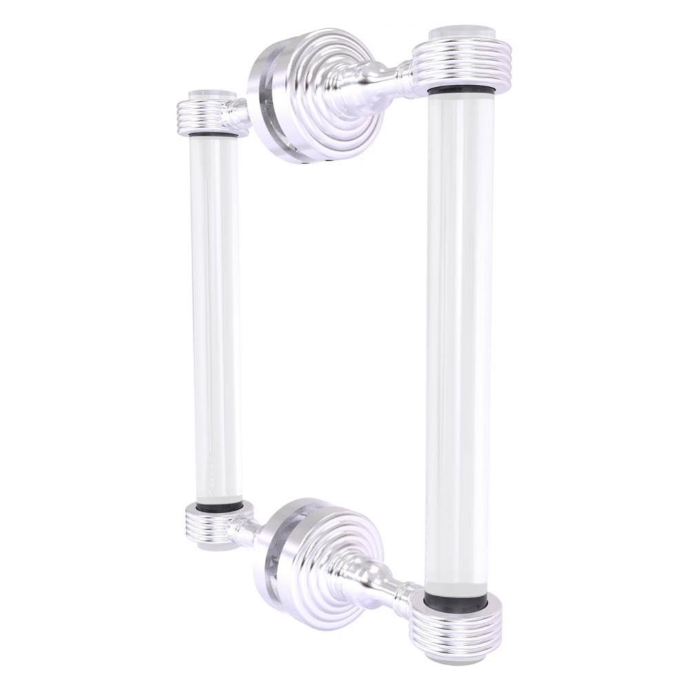 Pacific Grove Collection 8 Inch Back to Back Shower Door Pull with Grooved Accents - Satin Chrome