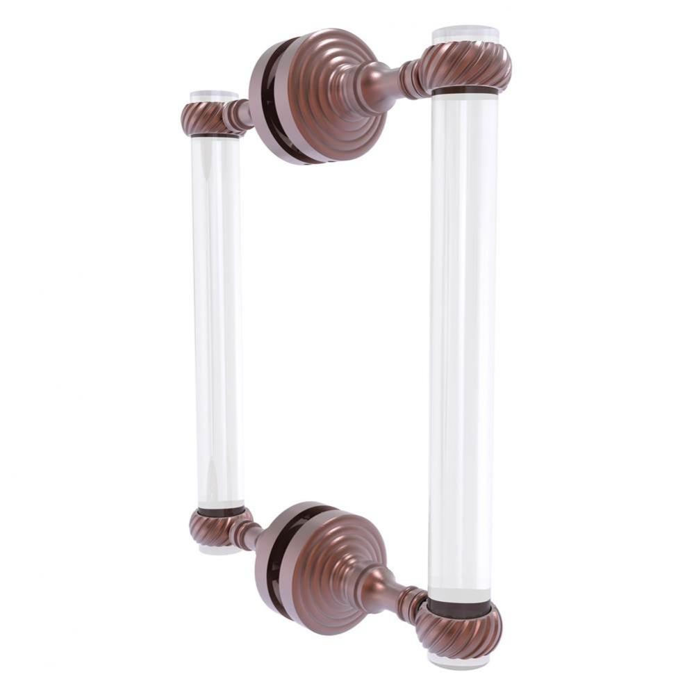 Pacific Grove Collection 8 Inch Back to Back Shower Door Pull with Twisted Accents - Antique Coppe