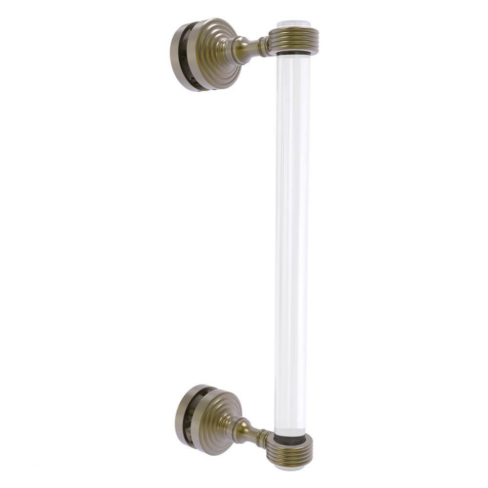 Pacific Grove Collection 12 Inch Single Side Shower Door Pull with Grooved Accents - Antique Brass