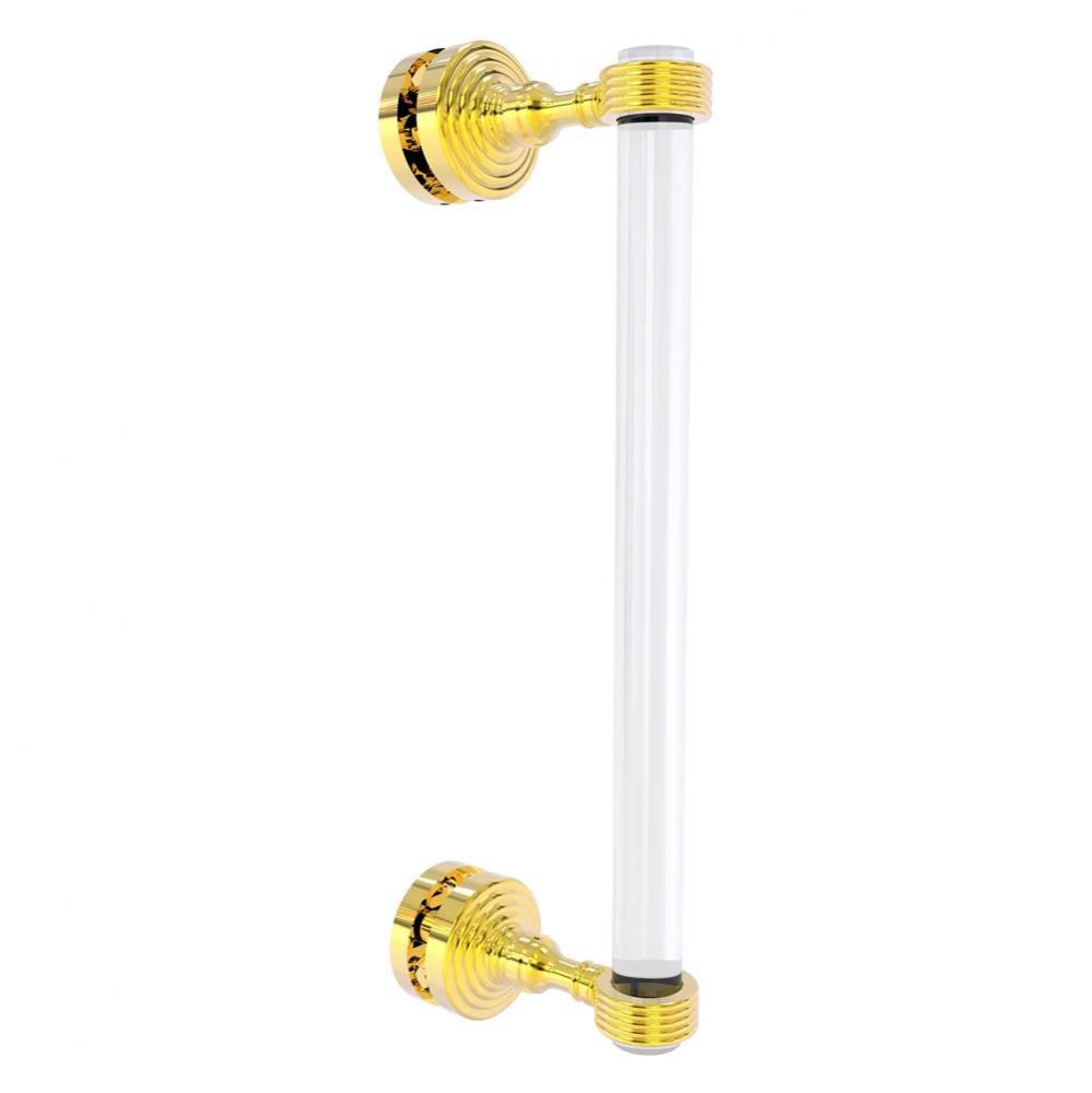 Pacific Grove Collection 12 Inch Single Side Shower Door Pull with Grooved Accents - Polished Bras