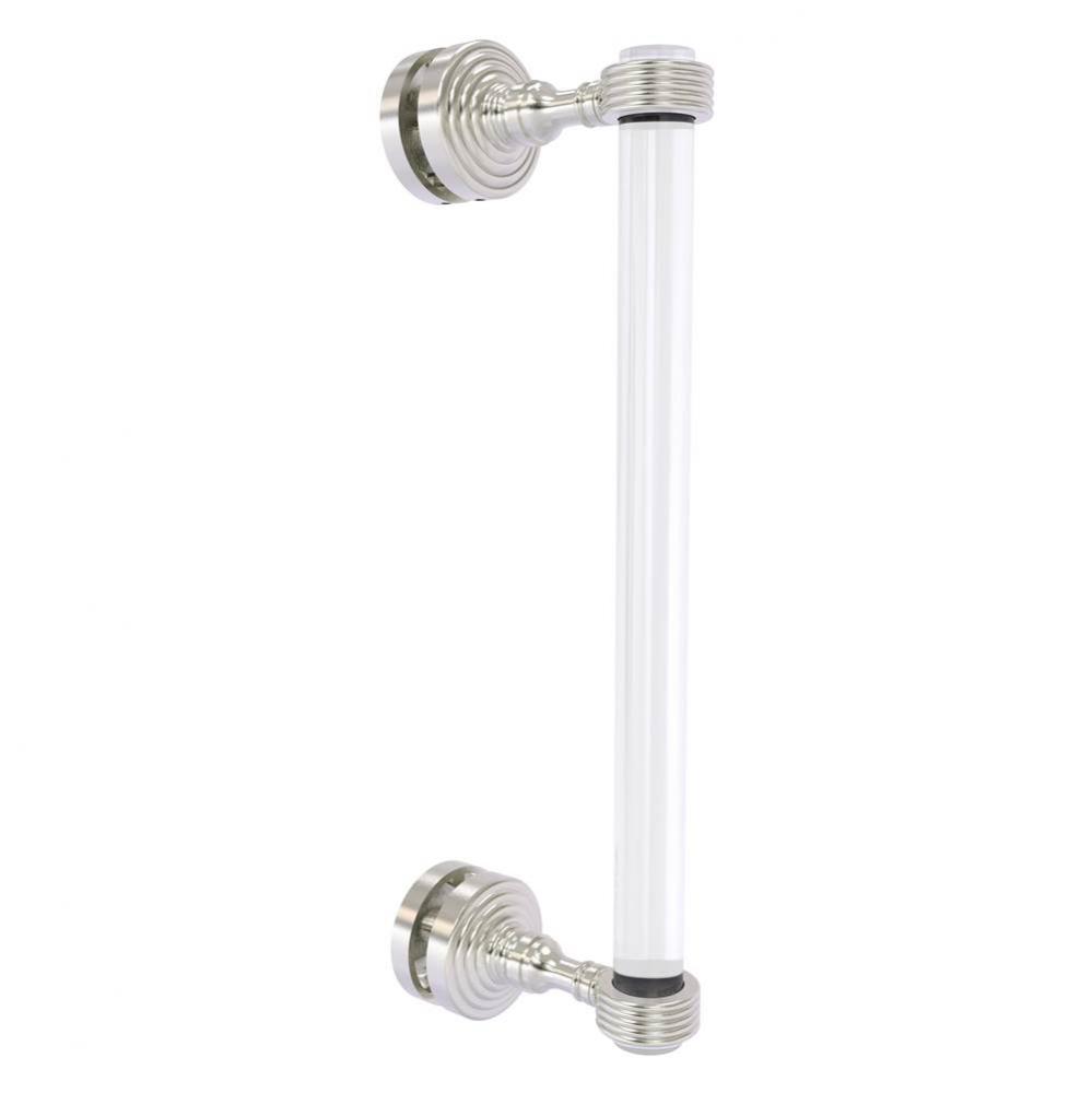 Pacific Grove Collection 12 Inch Single Side Shower Door Pull with Grooved Accents - Satin Nickel