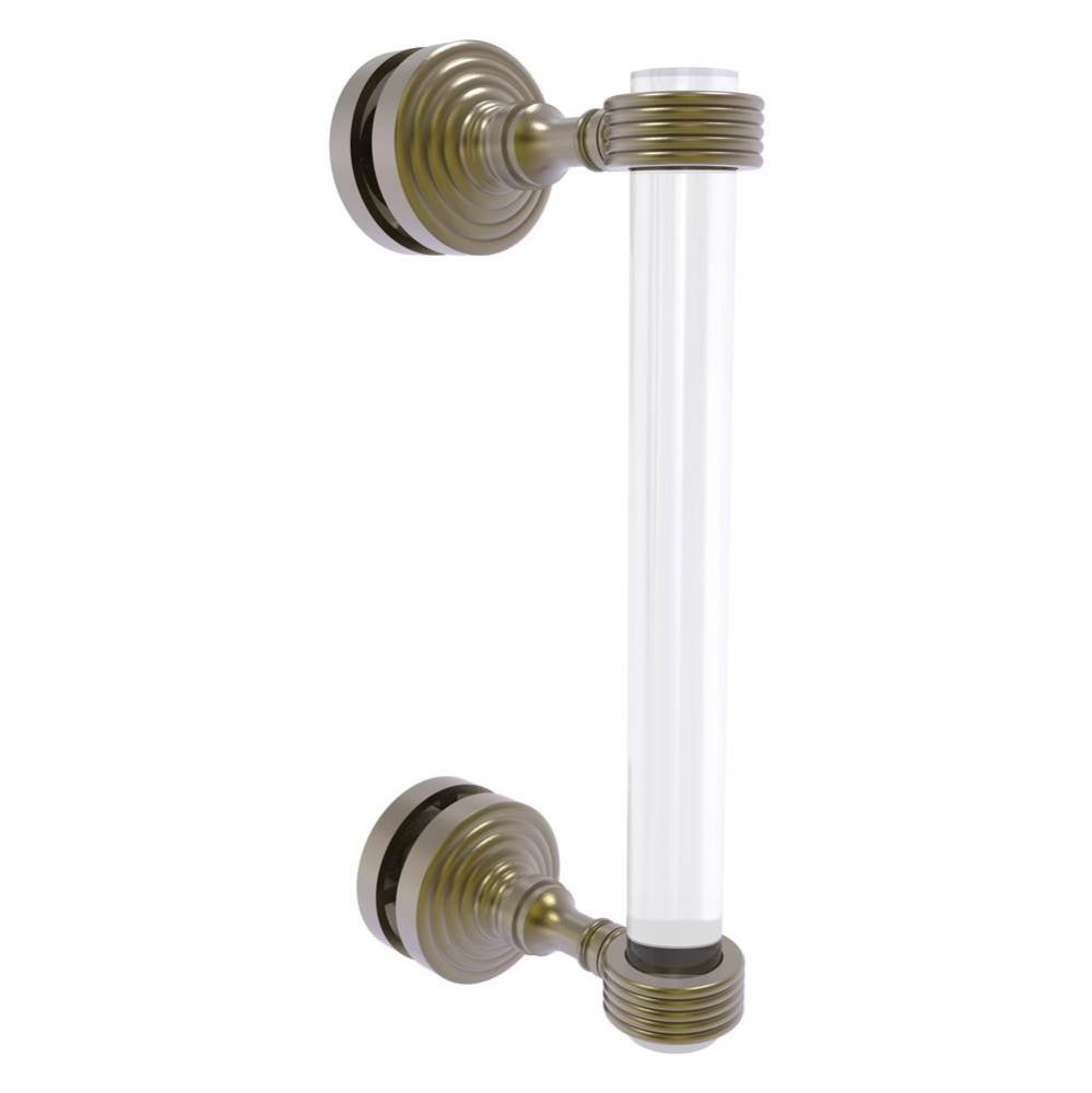 Pacific Grove Collection 8 Inch Single Side Shower Door Pull with Grooved Accents - Antique Brass