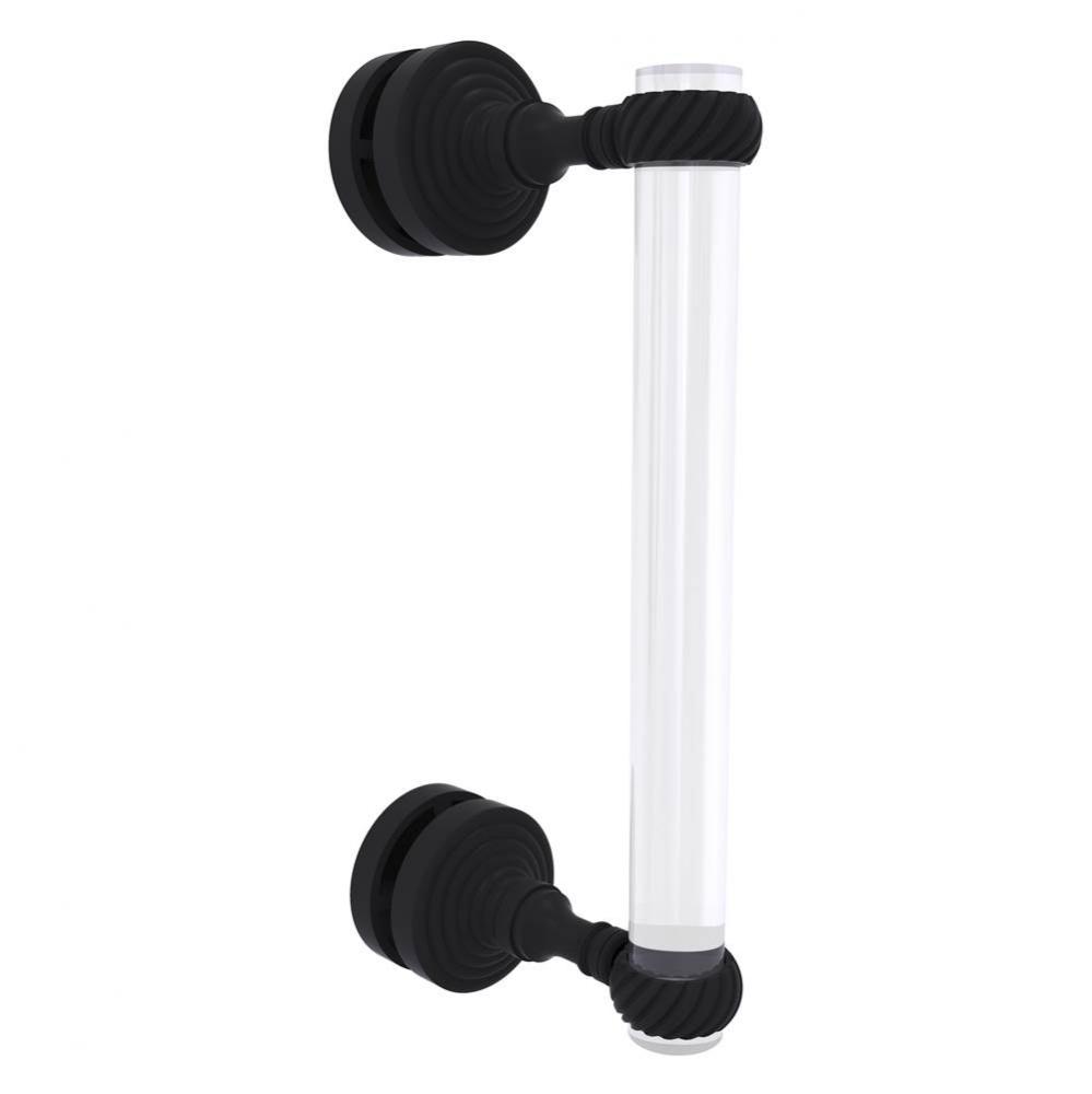 Pacific Grove Collection 8 Inch Single Side Shower Door Pull with Twisted Accents - Matte Black