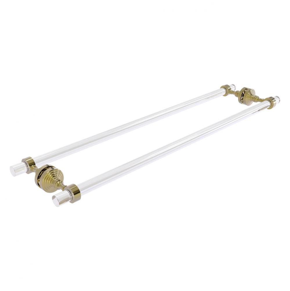 Pacific Grove Collection 30 Inch Back to Back Shower Door Towel Bar - Unlacquered Brass