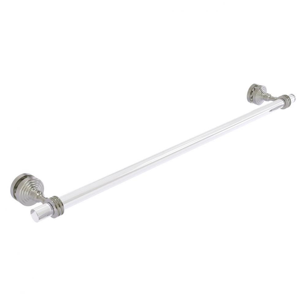 Pacific Grove Collection 30 Inch Shower Door Towel Bar with Dotted Accents - Satin Nickel