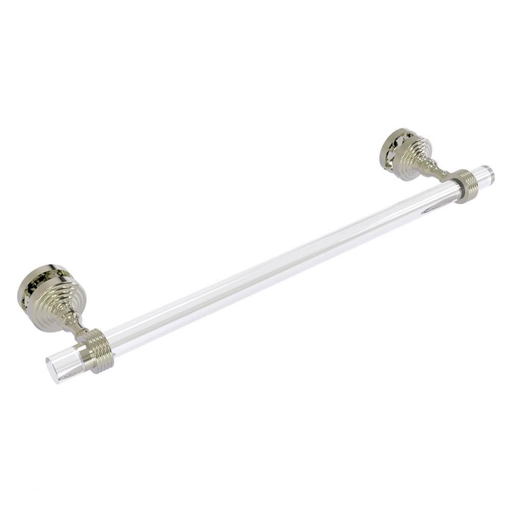 Pacific Grove Collection 18 Inch Shower Door Towel Bar with Grooved Accents - Polished Nickel