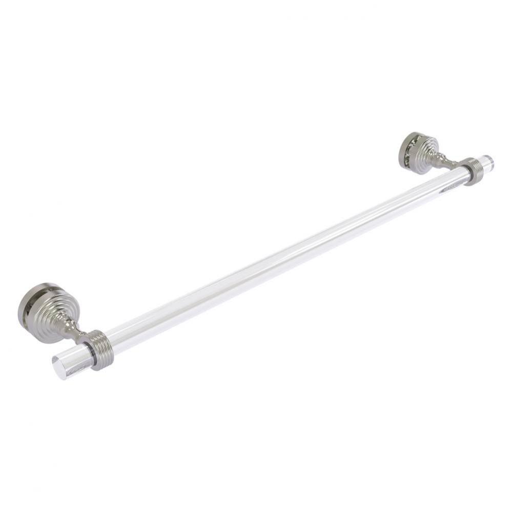 Pacific Grove Collection 24 Inch Shower Door Towel Bar with Grooved Accents - Satin Nickel