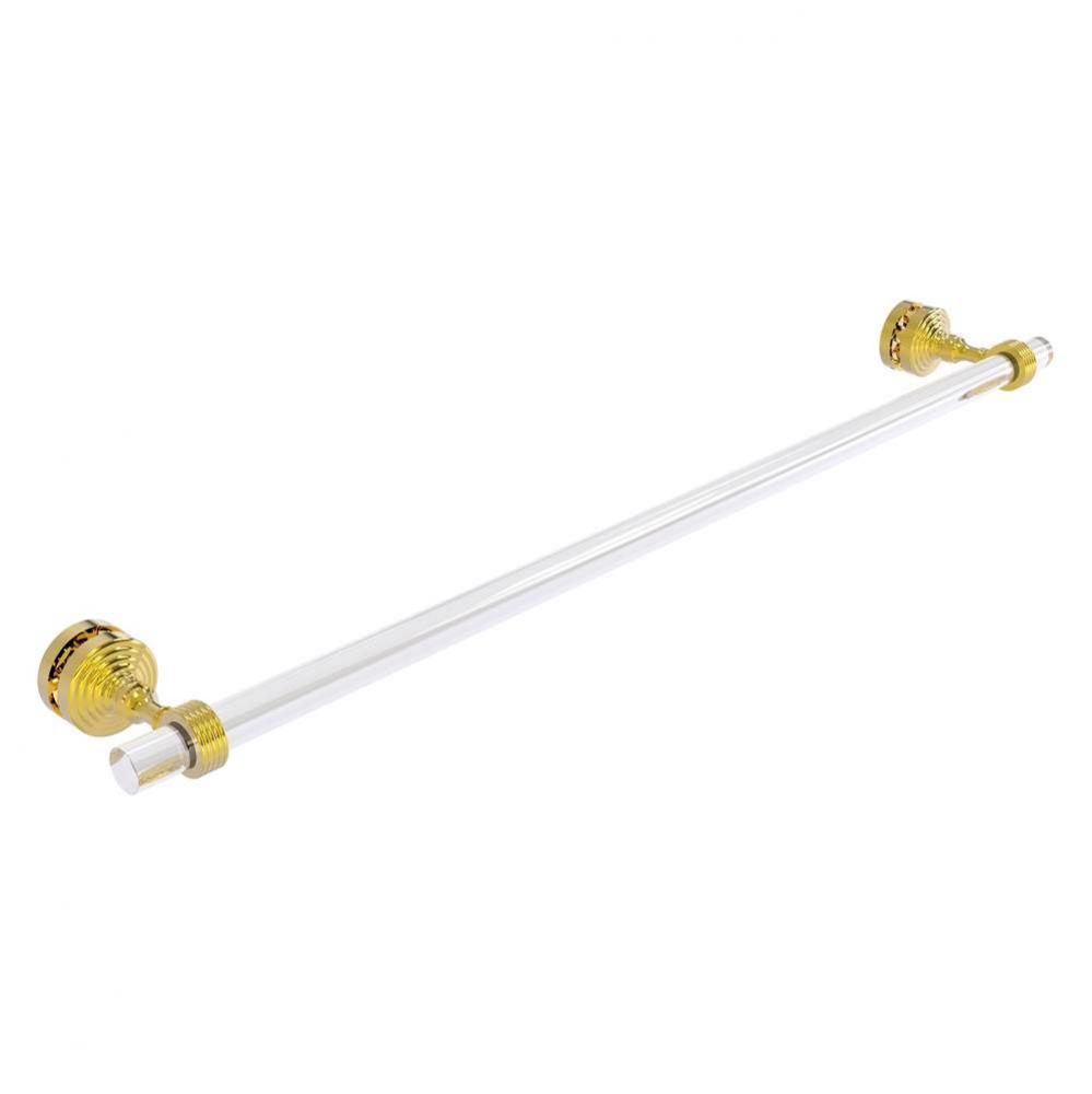 Pacific Grove Collection 30 Inch Shower Door Towel Bar with Grooved Accents - Polished Brass