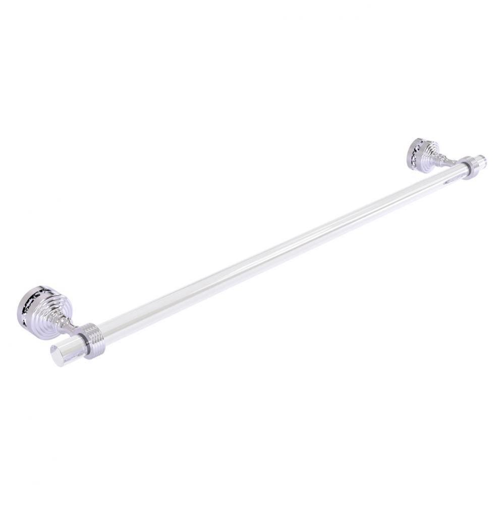 Pacific Grove Collection 30 Inch Shower Door Towel Bar with Grooved Accents - Polished Chrome