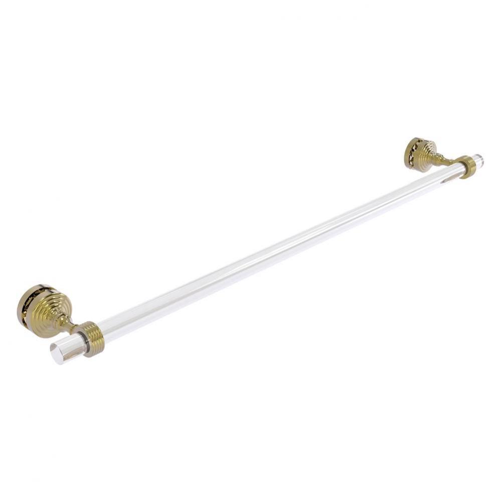 Pacific Grove Collection 30 Inch Shower Door Towel Bar with Grooved Accents - Unlacquered Brass