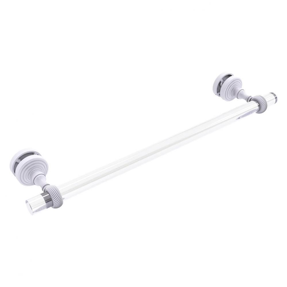 Pacific Grove Collection 18 Inch Shower Door Towel Bar with Twisted Accents - Matte White