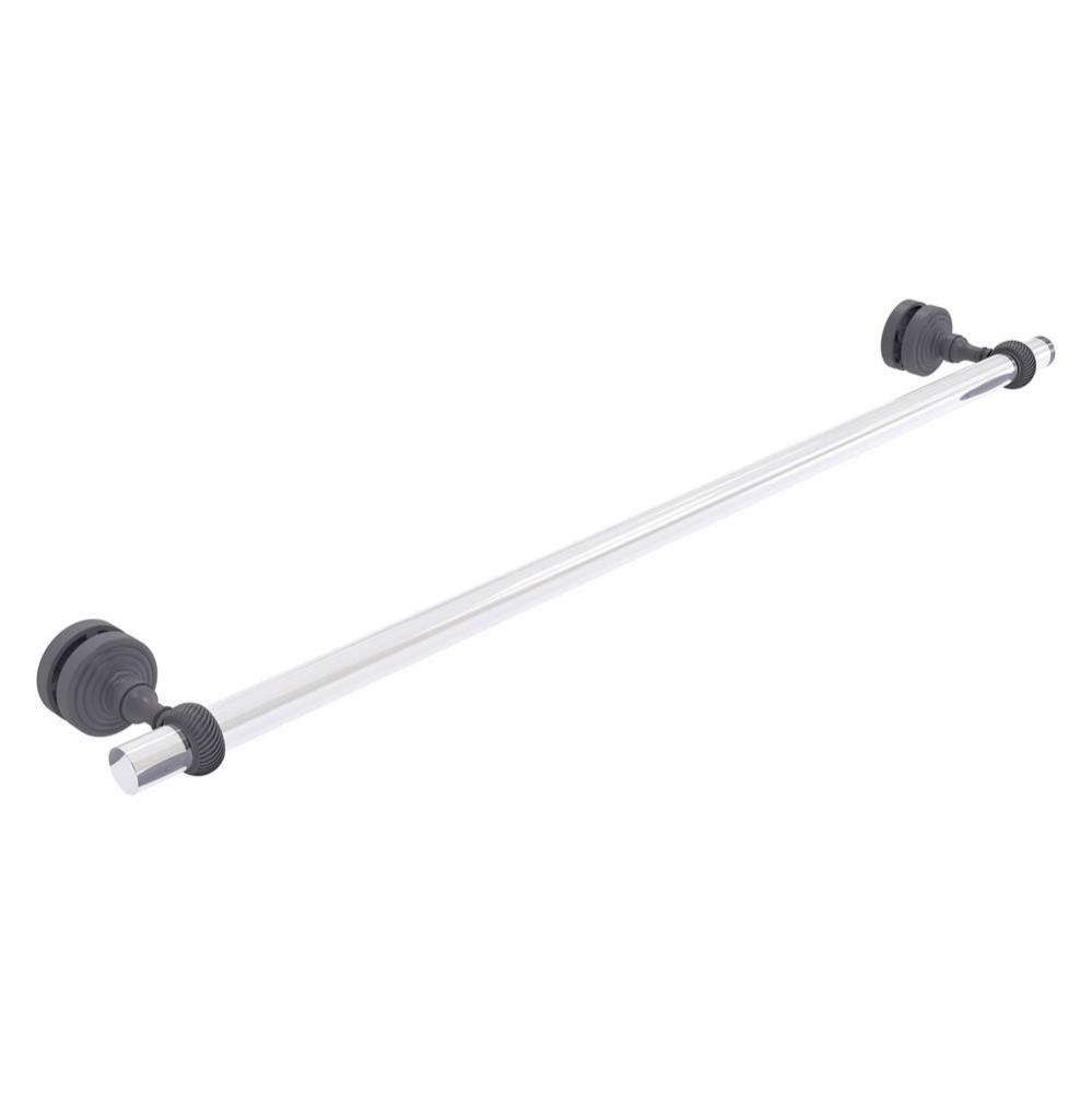Pacific Grove Collection 30 Inch Shower Door Towel Bar with Twisted Accents - Matte Gray