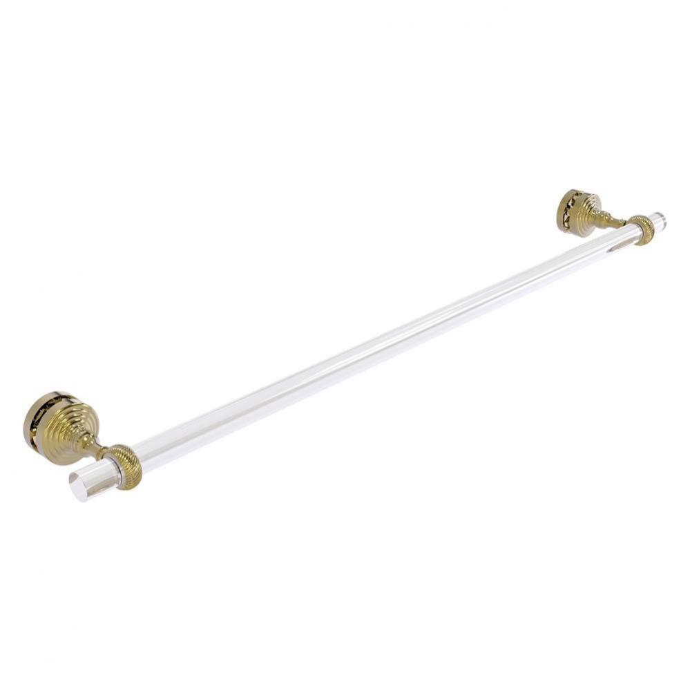 Pacific Grove Collection 30 Inch Shower Door Towel Bar with Twisted Accents - Unlacquered Brass