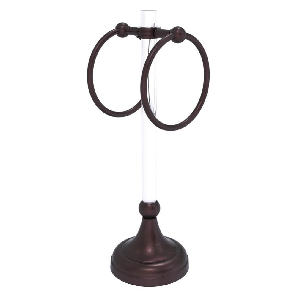 Pacific Grove Collection 2 Ring Vanity Top Guest Towel Ring with Dotted Accents - Antique Bronze