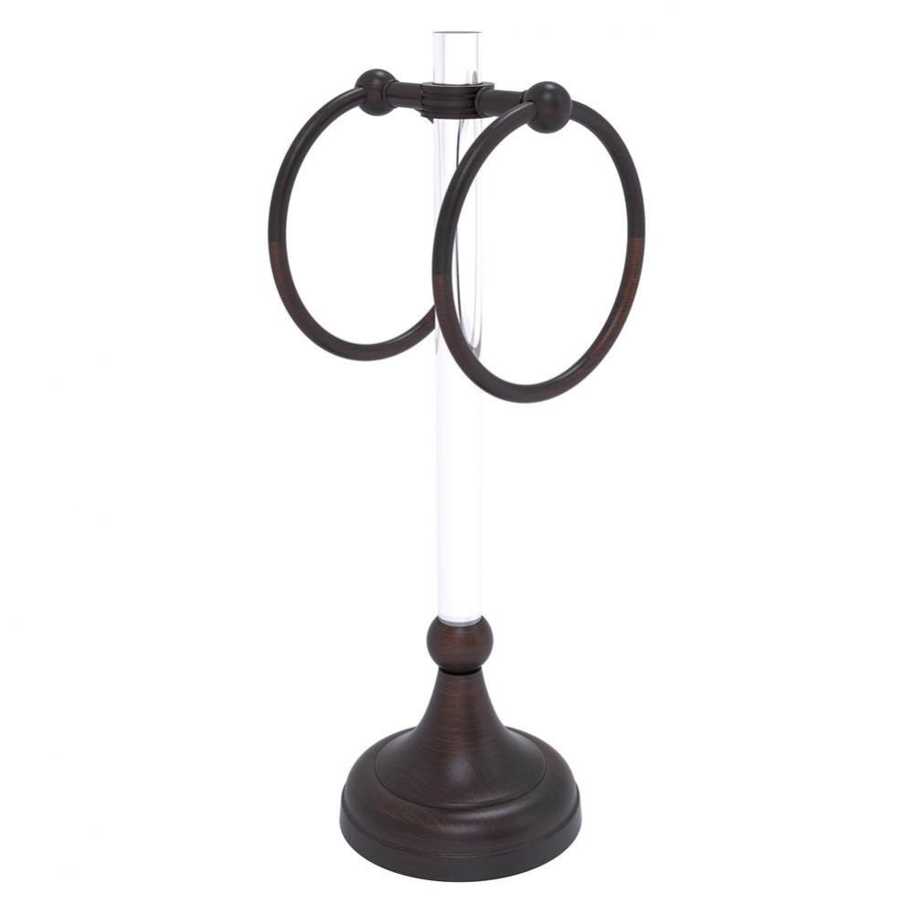 Pacific Grove Collection 2 Ring Vanity Top Guest Towel Ring with Dotted Accents - Venetian Bronze