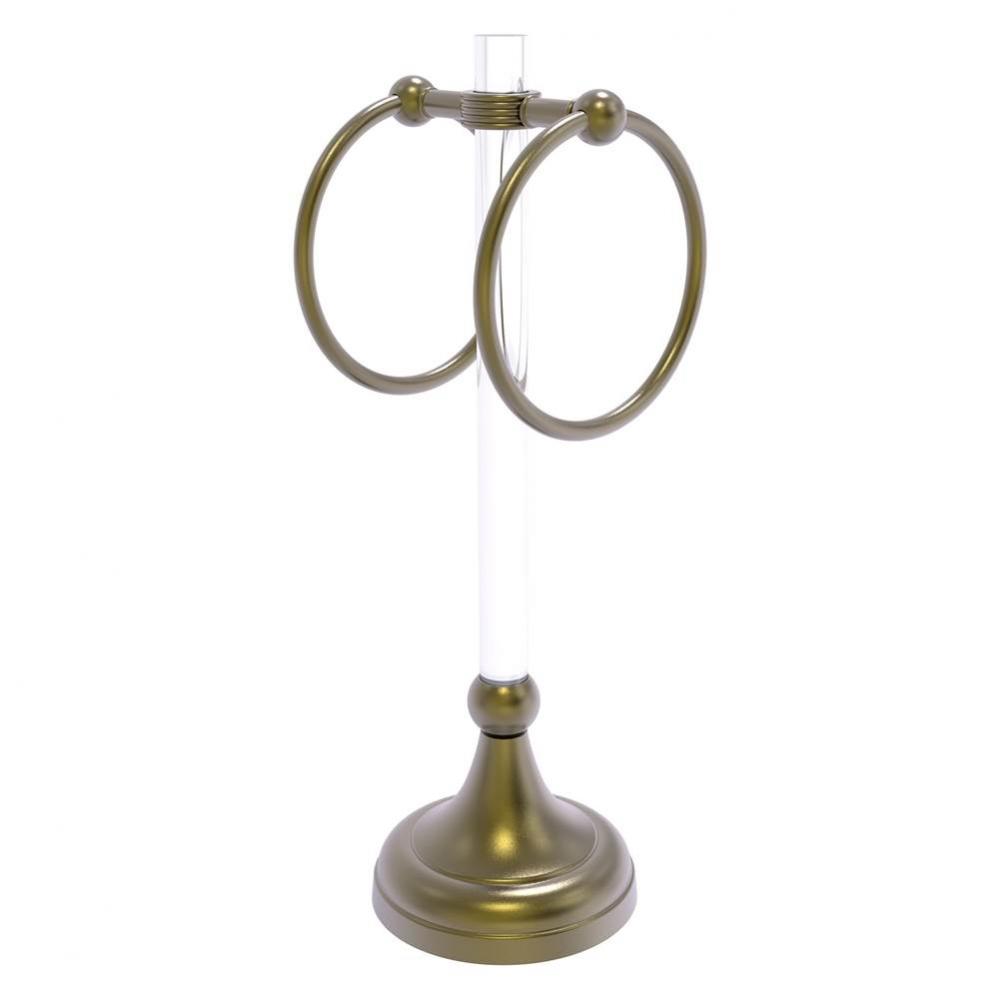 Pacific Grove Collection 2 Ring Vanity Top Guest Towel Ring with Grooved Accents - Antique Brass