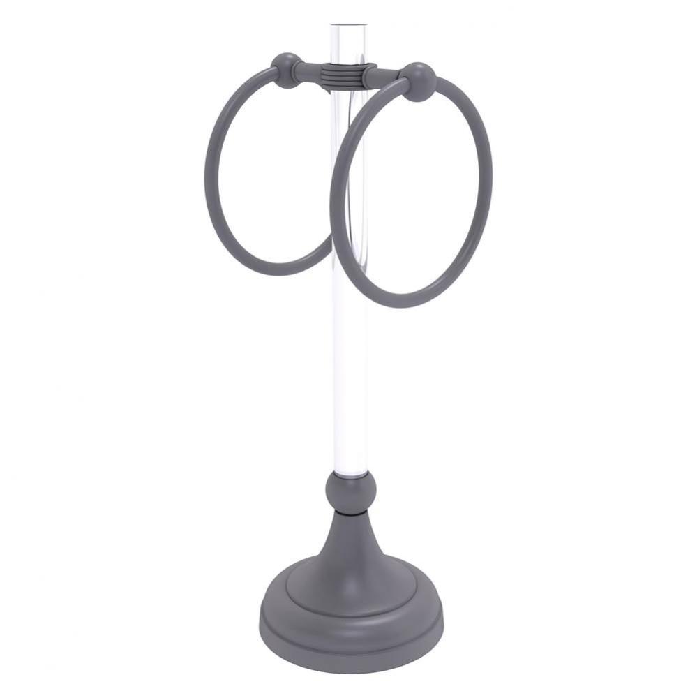 Pacific Grove Collection 2 Ring Vanity Top Guest Towel Ring with Grooved Accents - Matte Gray