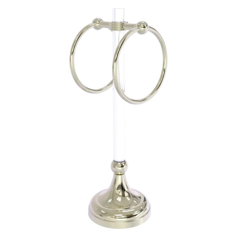 Pacific Grove Collection 2 Ring Vanity Top Guest Towel Ring with Grooved Accents - Polished Nickel