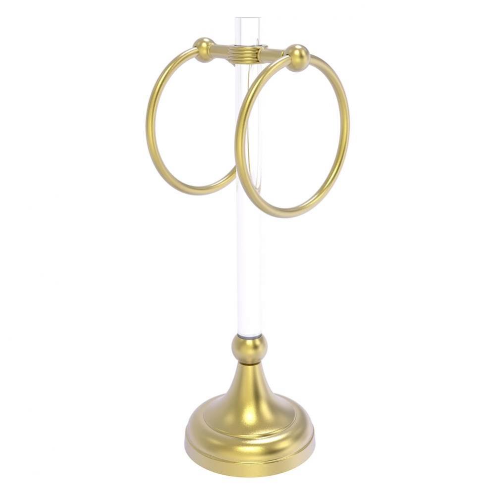 Pacific Grove Collection 2 Ring Vanity Top Guest Towel Ring with Grooved Accents - Satin Brass