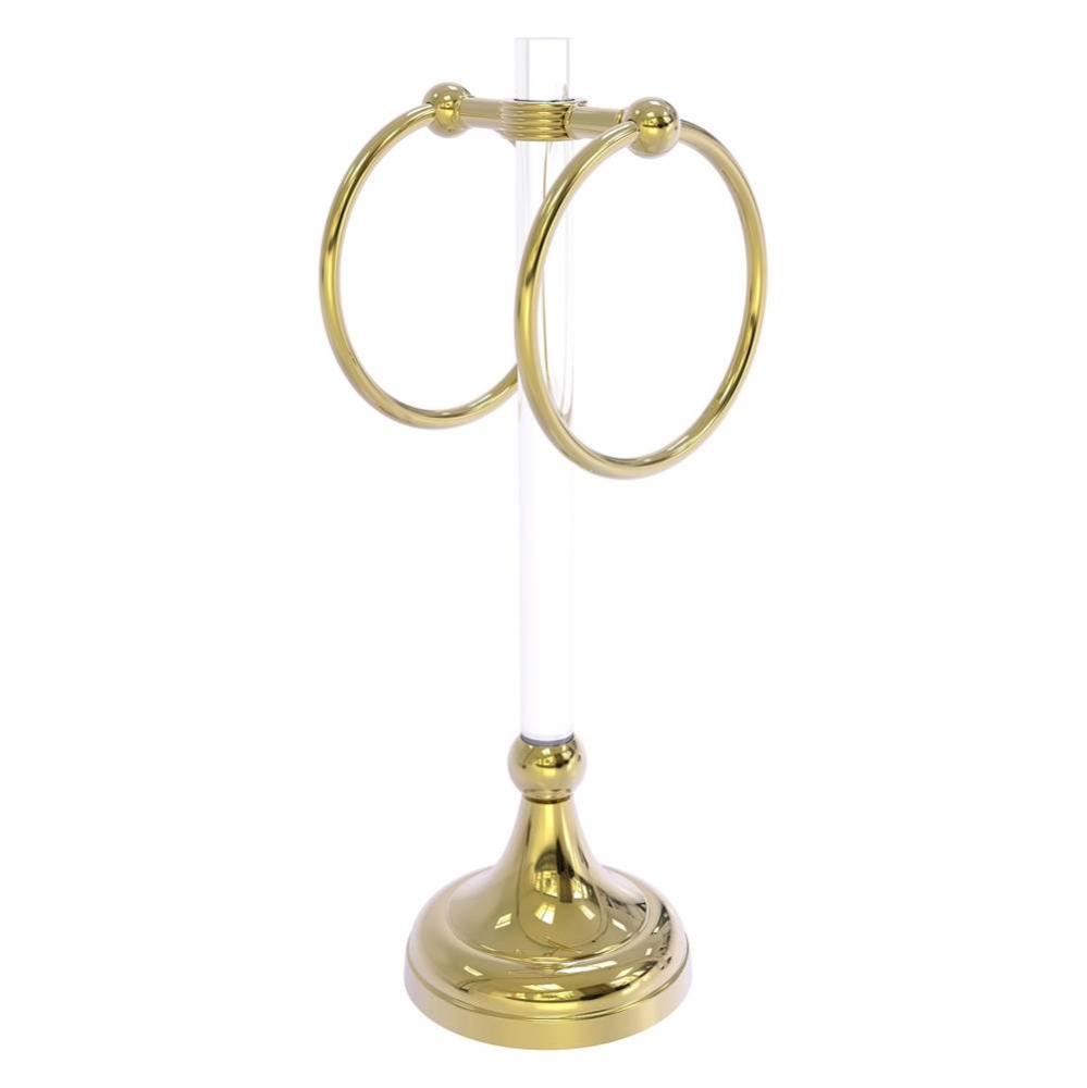 Pacific Grove Collection 2 Ring Vanity Top Guest Towel Ring with Grooved Accents - Unlacquered Bra