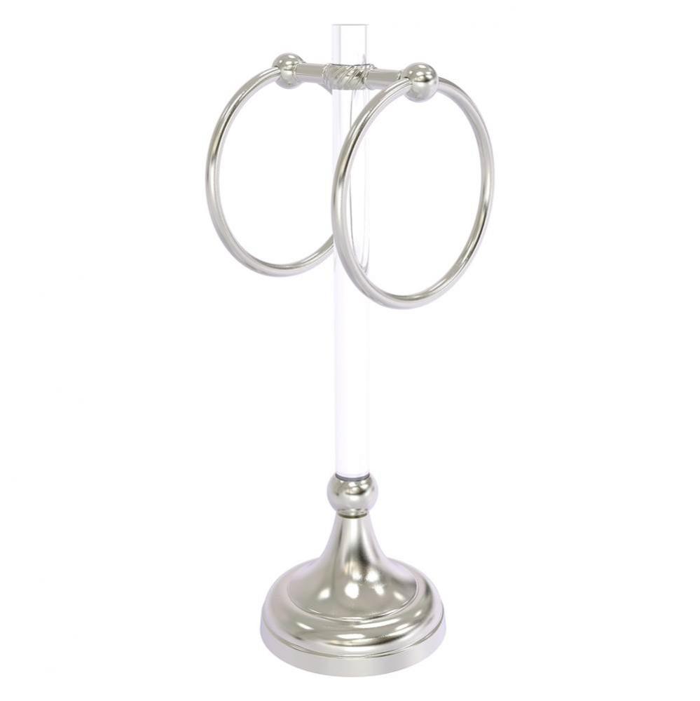 Pacific Grove Collection 2 Ring Vanity Top Guest Towel Ring with Twisted Accents - Satin Nickel