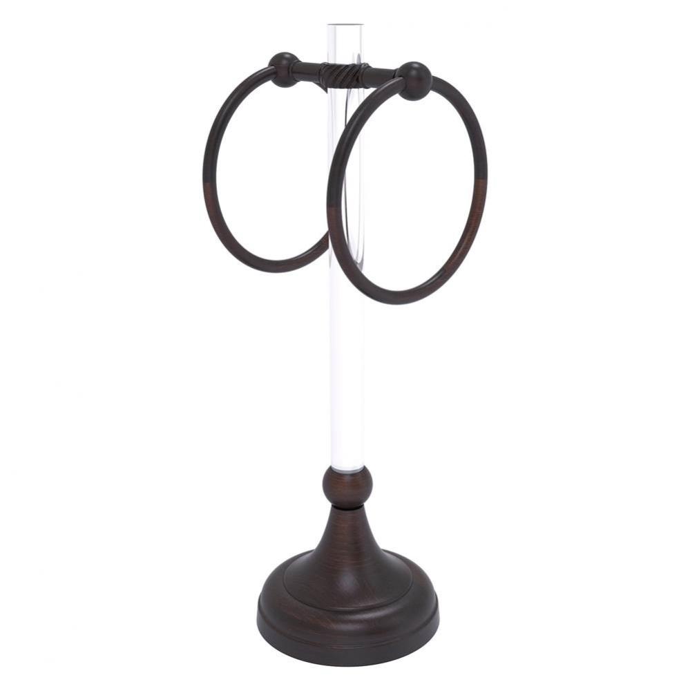 Pacific Grove Collection 2 Ring Vanity Top Guest Towel Ring with Twisted Accents - Venetian Bronze