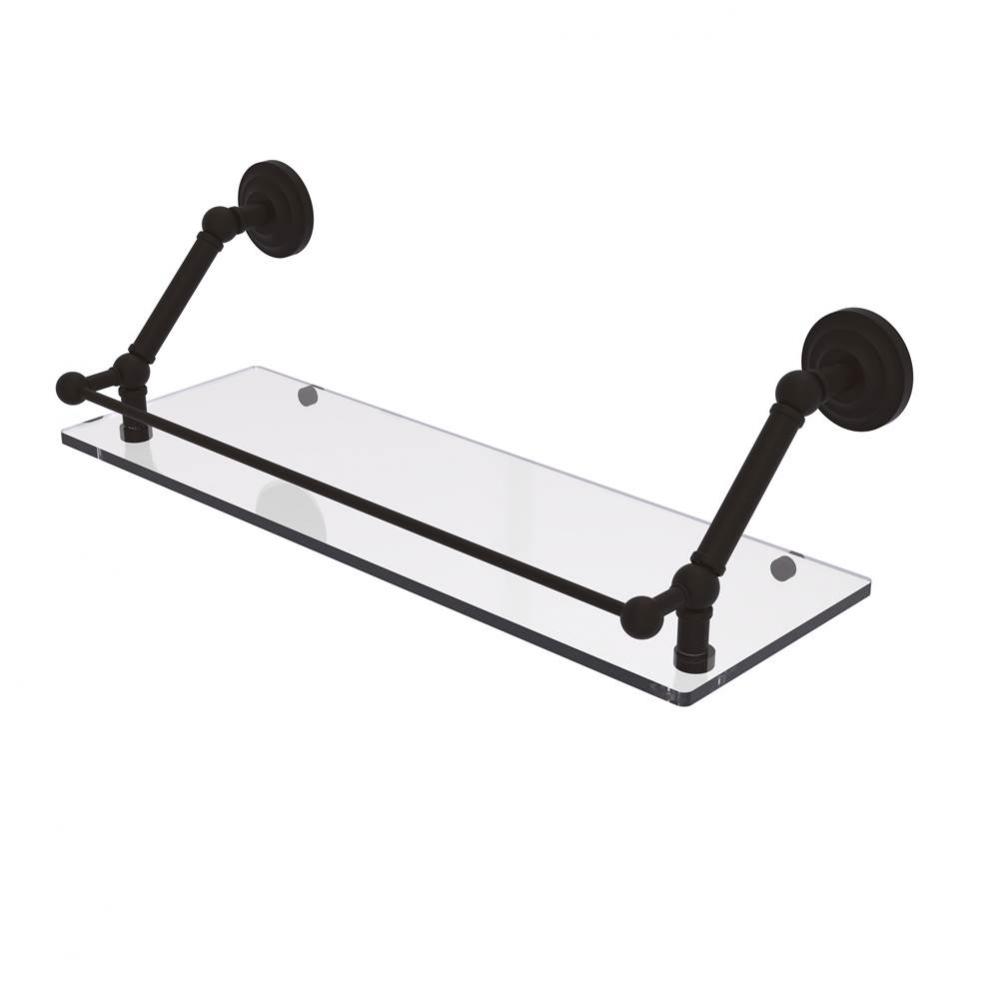 Prestige Que New 24 Inch Floating Glass Shelf with Gallery Rail