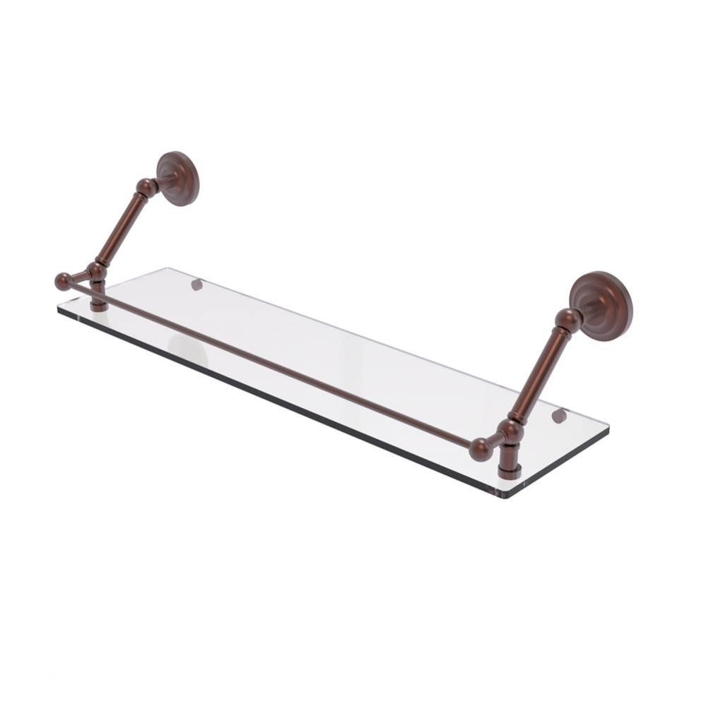 Prestige Que New 30 Inch Floating Glass Shelf with Gallery Rail