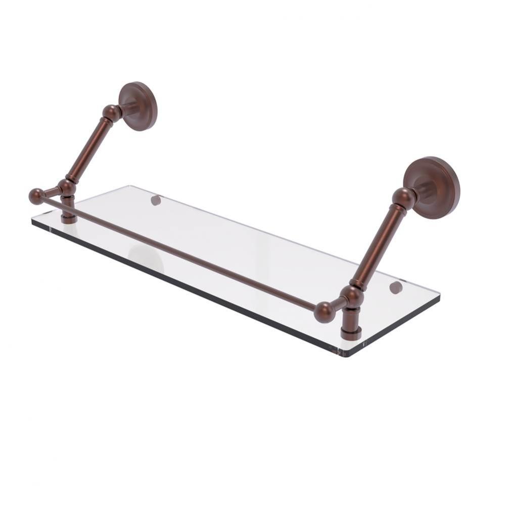 Prestige Regal 24 Inch Floating Glass Shelf with Gallery Rail