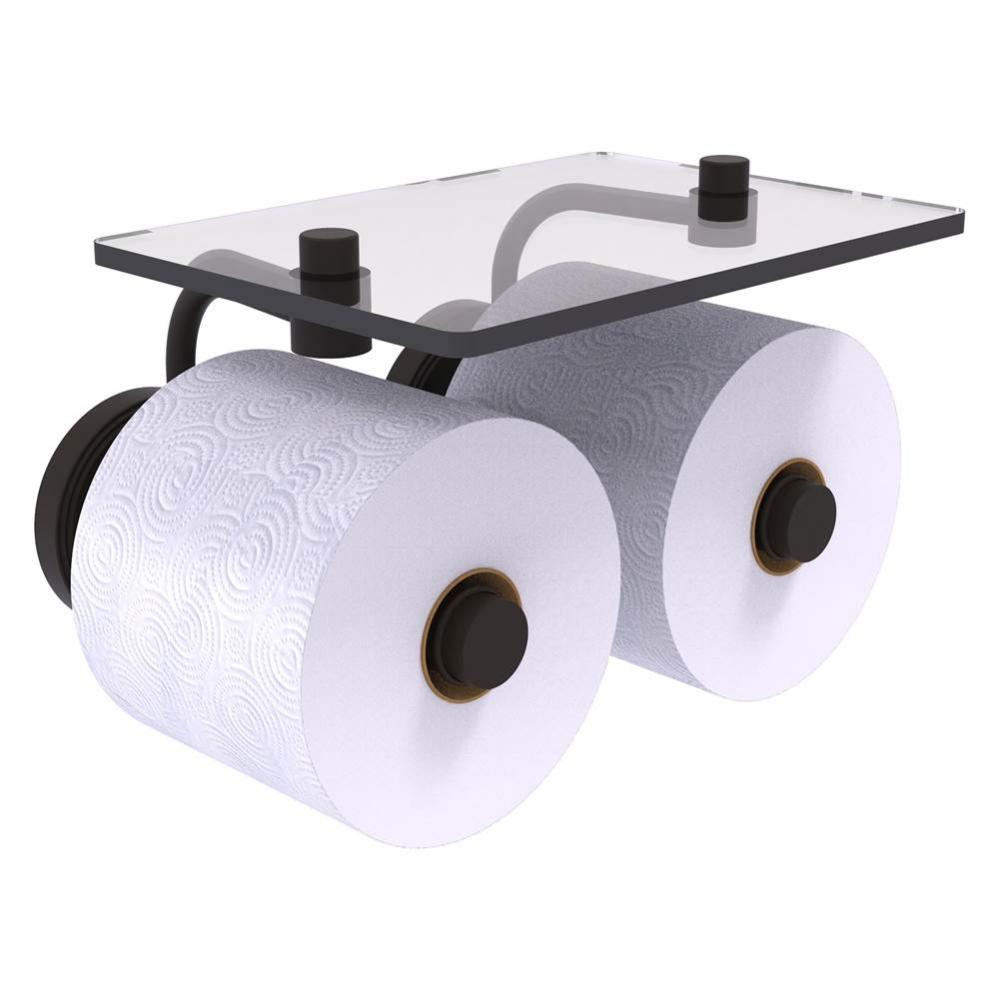 Prestige Regal Collection 2 Roll Toilet Paper Holder with Glass Shelf - Oil Rubbed Bronze