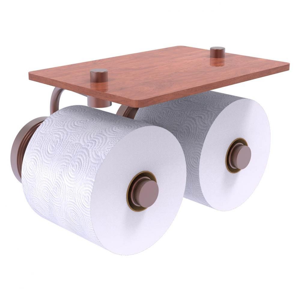 Prestige Regal Collection 2 Roll Toilet Paper Holder with Wood Shelf - Antique Copper