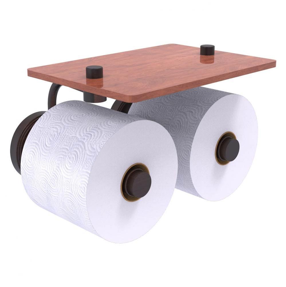 Prestige Regal Collection 2 Roll Toilet Paper Holder with Wood Shelf - Venetian Bronze