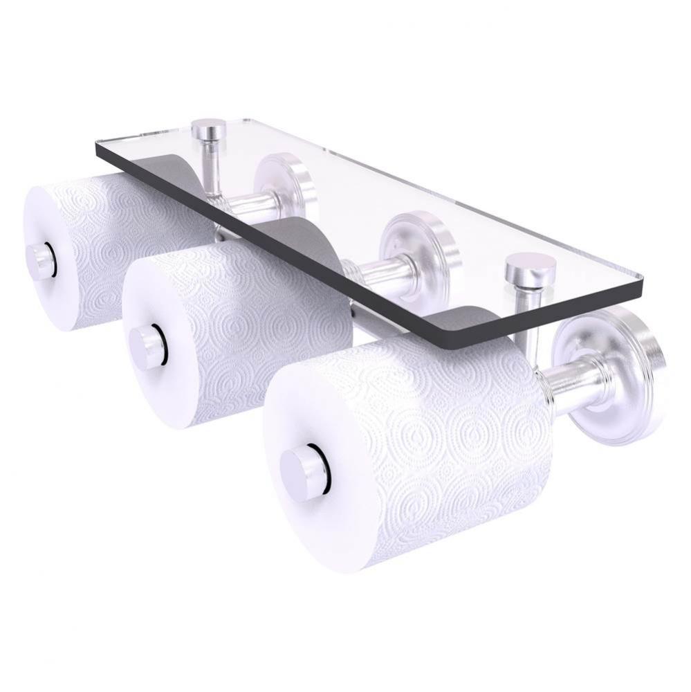 Prestige Regal Collection Horizontal Reserve 3 Roll Toilet Paper Holder with Glass Shelf - Satin C