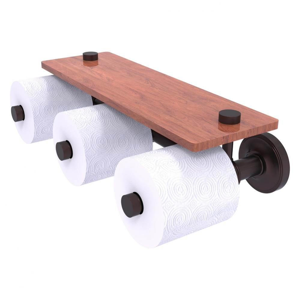Prestige Regal Collection Horizontal Reserve 3 Roll Toilet Paper Holder with Wood Shelf - Antique