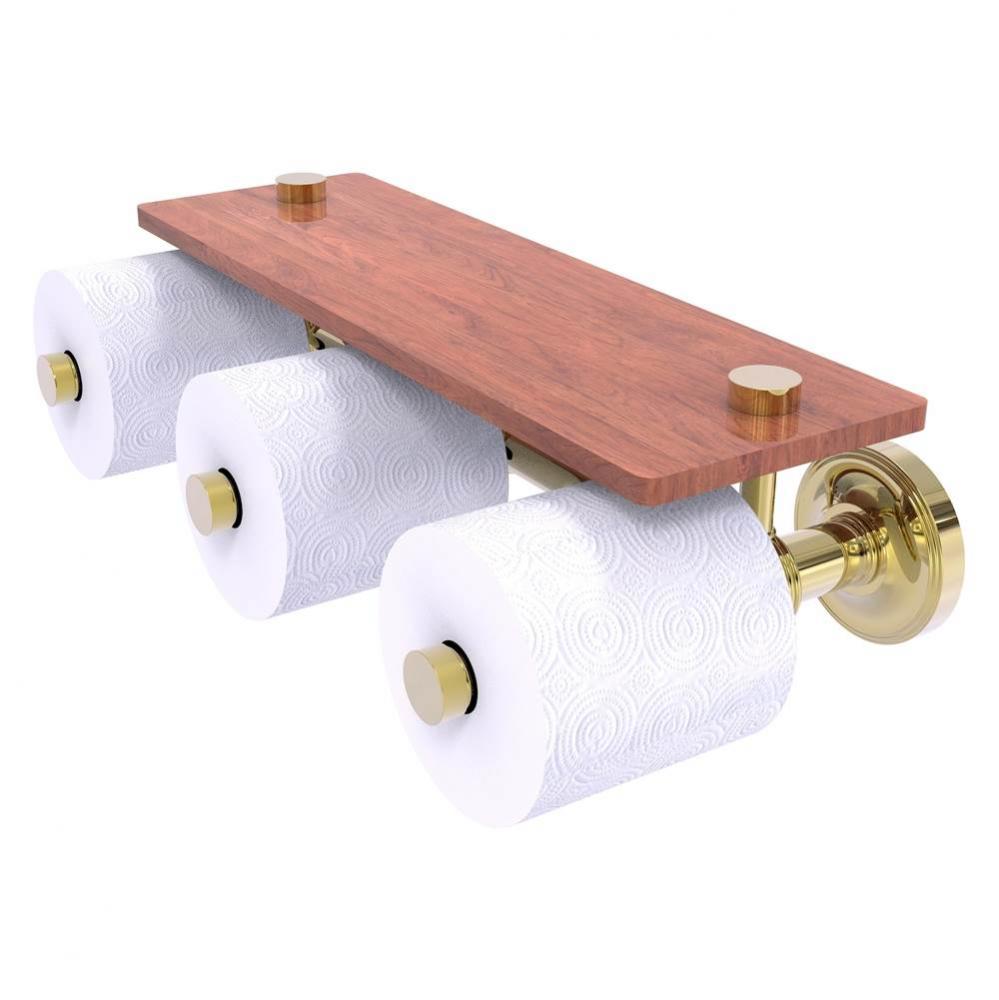 Prestige Regal Collection Horizontal Reserve 3 Roll Toilet Paper Holder with Wood Shelf - Unlacque