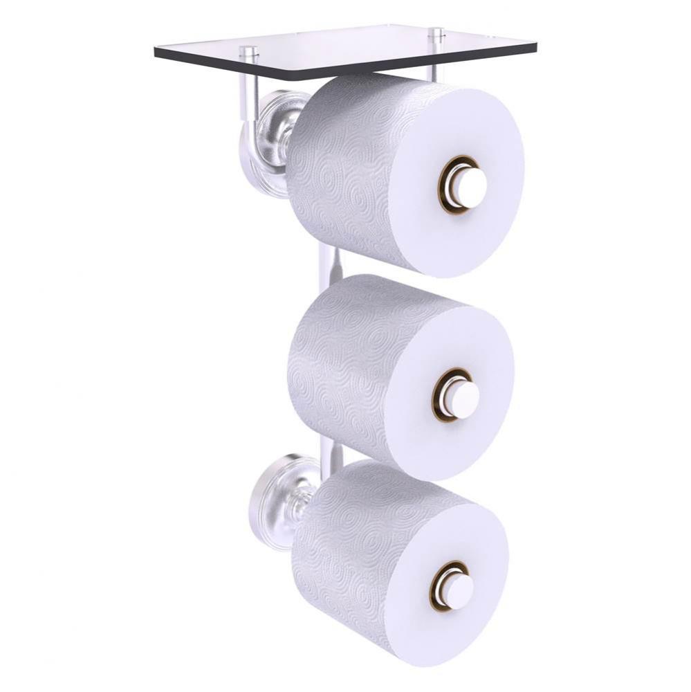 Prestige Regal Collection 3 Roll Toilet Paper Holder with Glass Shelf - Satin Chrome