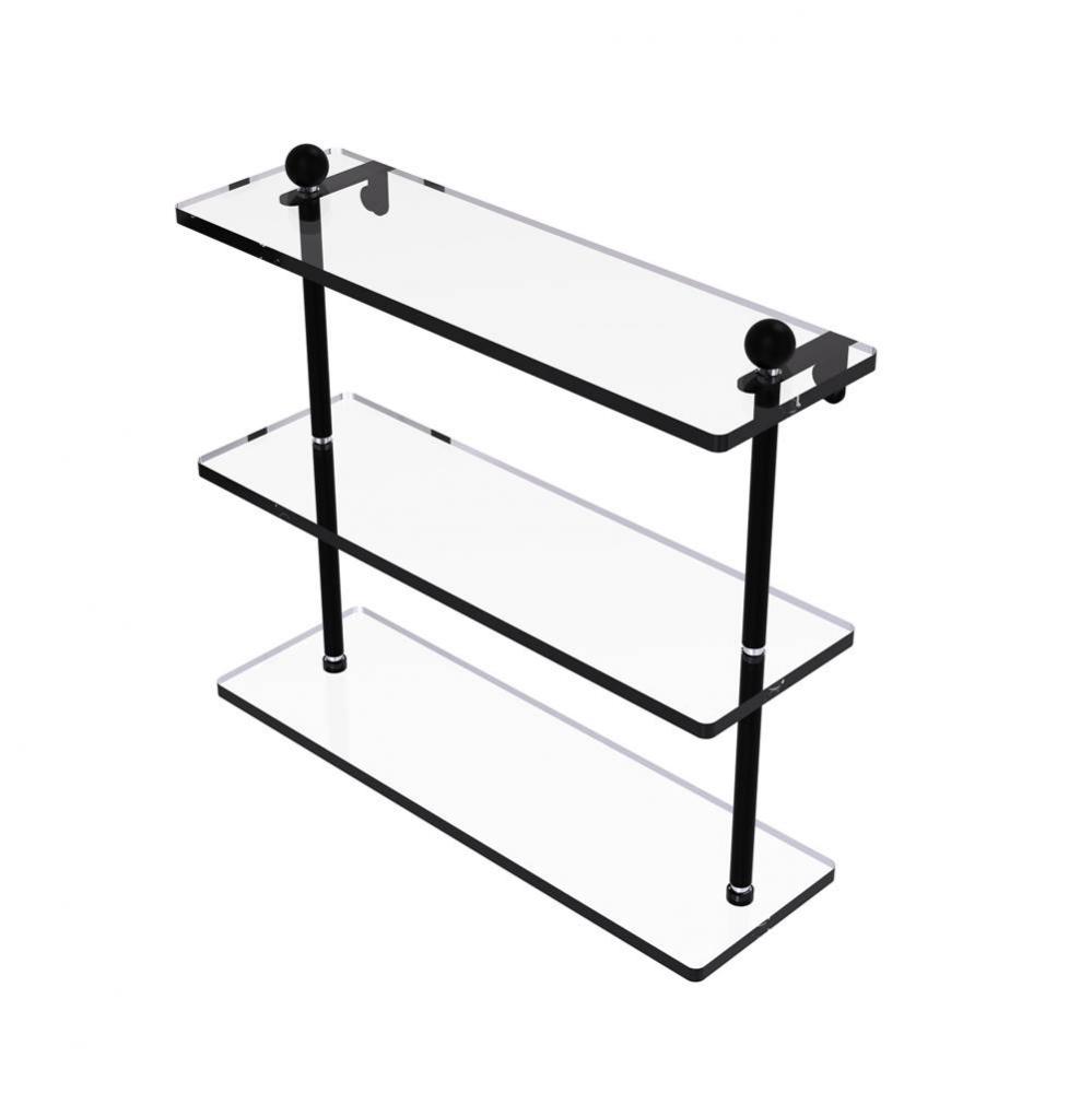16 Inch Triple Tiered Glass Shelf