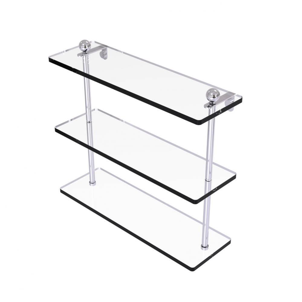 16 Inch Triple Tiered Glass Shelf